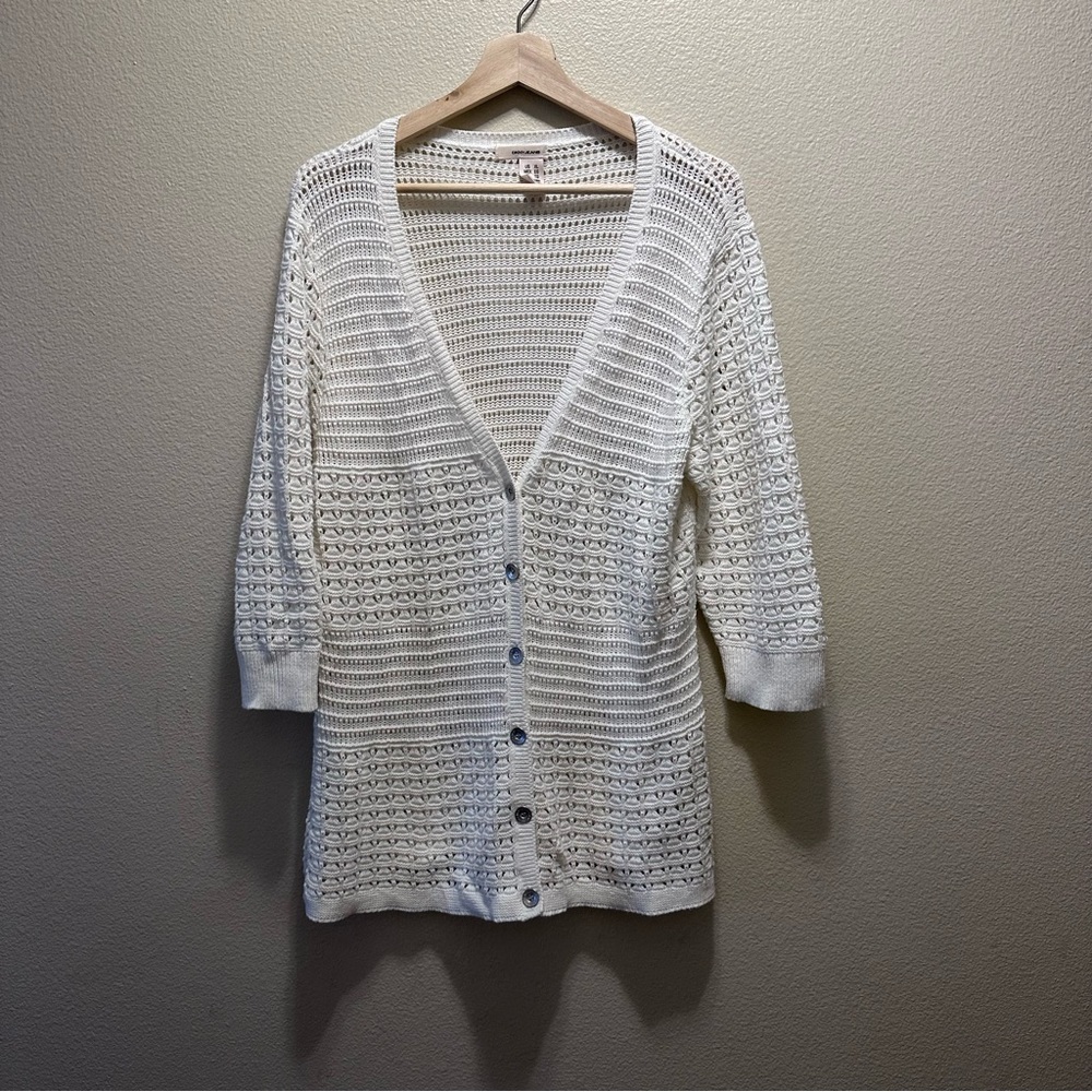 DKNY Jeans White button up knitted cardigan sz XL